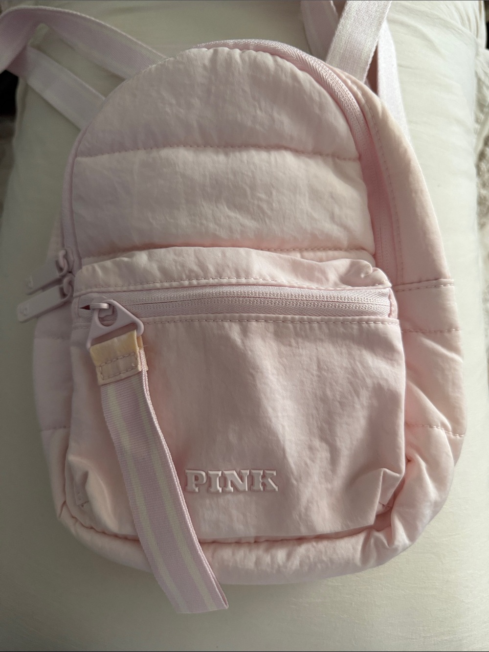 PINK Victoria's Secret Pale Pink Quilted Mini Backpack